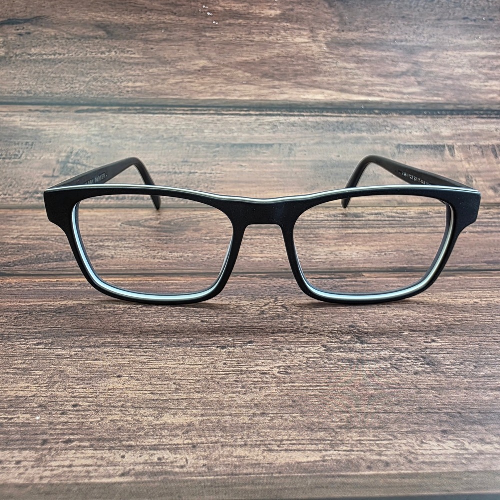 Warby Parker Perkins M 103 Eyeglasses‎ Matte Black White Trim 52-17-145